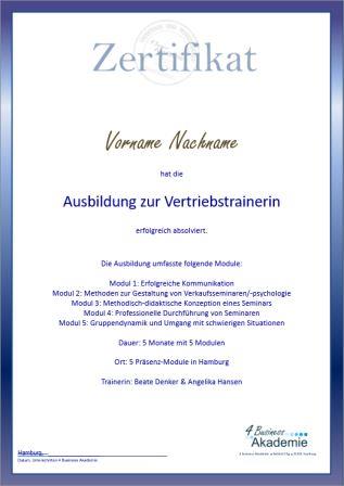 Zertifikat Vertriebstrainer-Ausbildung